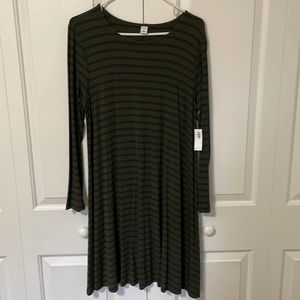 Green striped GAP long sleeve swing dress